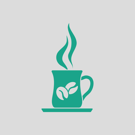 Coffee cup icon. Gray background with green.のイラスト素材