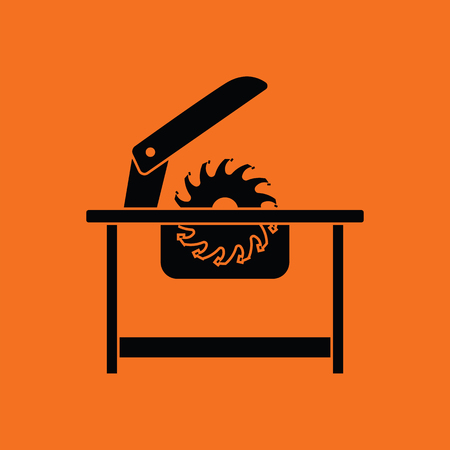 Circular saw icon. Orange background with blackのイラスト素材
