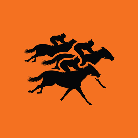 Horse ride icon. Orange background with black. Vector illustration.のイラスト素材