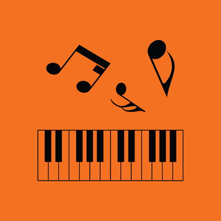 Piano keyboard icon. Orange background with black. Vector illustration.のイラスト素材