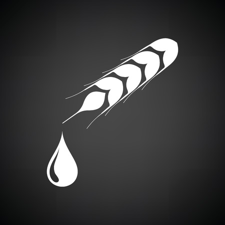 Wheat with drop icon. Black background with white. Vector illustration.のイラスト素材