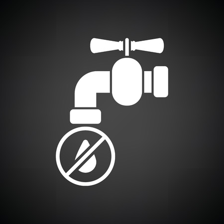 Water faucet with dropping water icon. Black background with white. Vector illustration.のイラスト素材