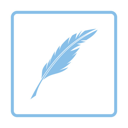 Writing feather icon. Blue frame design. Vector illustration.のイラスト素材
