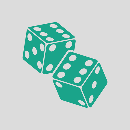 Craps dice icon. Gray background with green. Vector illustration.のイラスト素材