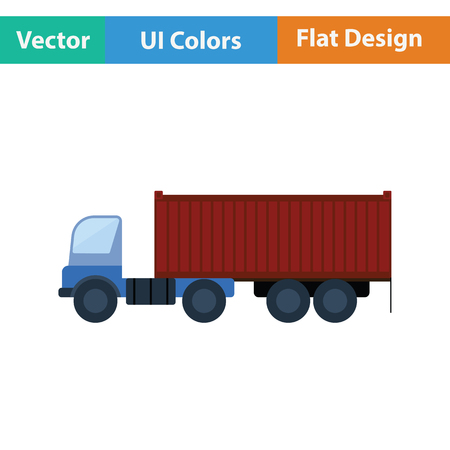 Container truck icon. Flat design. Vector illustration.のイラスト素材