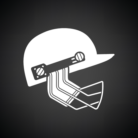 Cricket helmet icon. Black background with white. Vector illustration.のイラスト素材