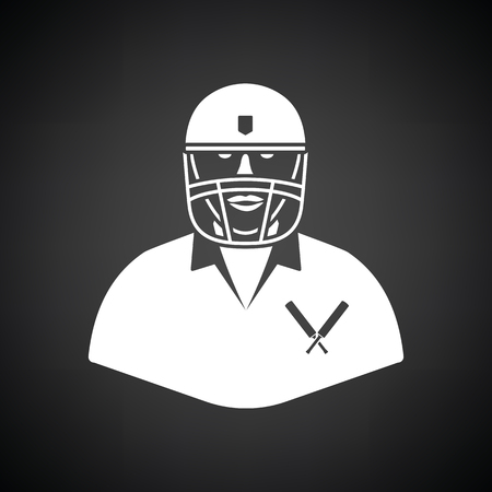 Cricket player icon. Black background with white. Vector illustration.のイラスト素材