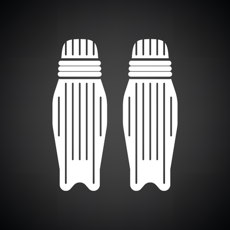 Cricket leg protection icon. Black background with white. Vector illustration.のイラスト素材