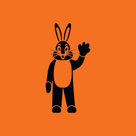 Hare puppet doll icon. Orange background with black. Vector illustration.のイラスト素材