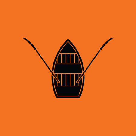 Paddle boat icon. Orange background with black. Vector illustration.のイラスト素材