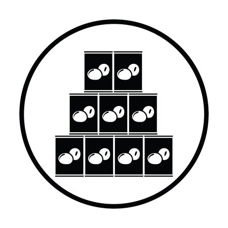 Stack of olive cans icon. Thin circle design. Vector illustration.のイラスト素材