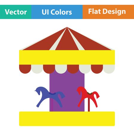 Children horse carousel icon. Flat design. Vector illustration.のイラスト素材