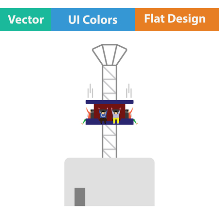 Free-fall ride icon. Flat design. Vector illustration.のイラスト素材