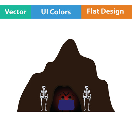 Scare cave in amusement park icon. Flat design. Vector illustration.のイラスト素材