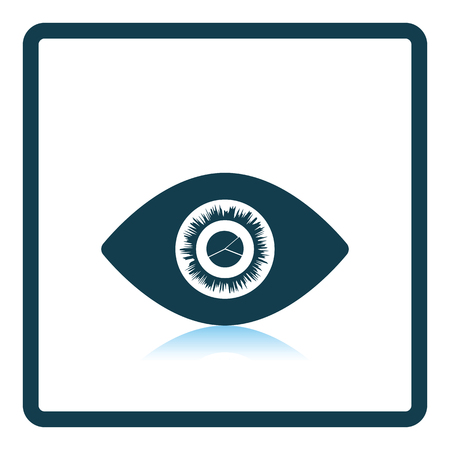 Eye with market chart inside pupil icon. Shadow reflection design. Vector illustration.のイラスト素材