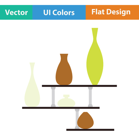 Wall bookshelf icon. Flat design. Vector illustration.のイラスト素材