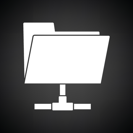 Shared folder icon. Black background with white. Vector illustration.のイラスト素材