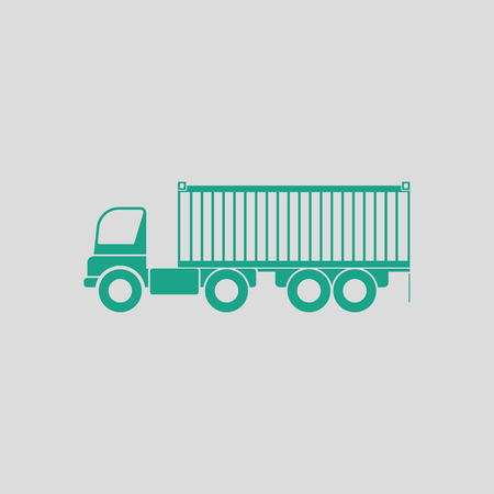 Container truck icon. Gray background with green. Vector illustration.のイラスト素材