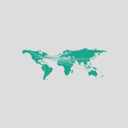 Map with directions to all part of the World. Gray background with green. Vector illustration.のイラスト素材