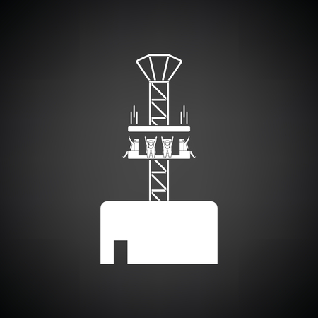 Free-fall ride icon. Black background with white. Vector illustration.のイラスト素材