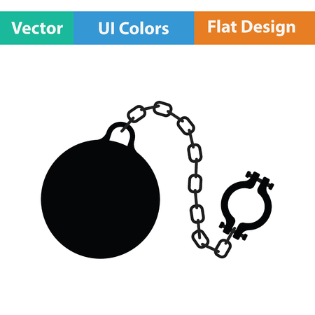 Fetter with ball icon. Flat color design. Vector illustration.のイラスト素材