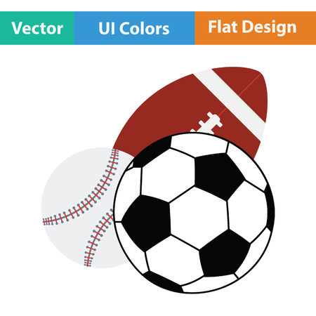 Sport balls icon. Flat color design. Vector illustration.のイラスト素材