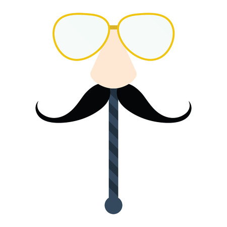 Glasses and mustache icon. Flat color design. Vector illustration.のイラスト素材