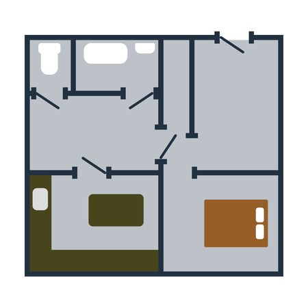 Icon of apartment plan. Flat color design. Vector illustration.のイラスト素材