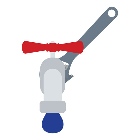 Icon of wrench and faucet. Flat color design. Vector illustration.のイラスト素材