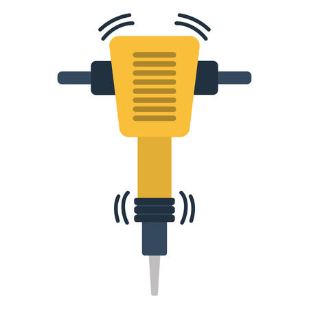 Icon of construction jackhammer. Flat color design. Vector illustration.のイラスト素材