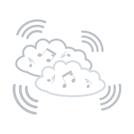 Music cloud icon. Flat color design illustration.のイラスト素材