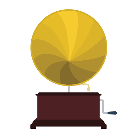 Gramophone icon. Flat color design illustration.のイラスト素材