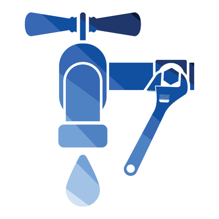 Icon of wrench and faucet. Flat color design. Vector illustration.のイラスト素材