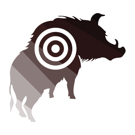 Boar silhouette with target icon. Flat color design. Vector illustration.のイラスト素材