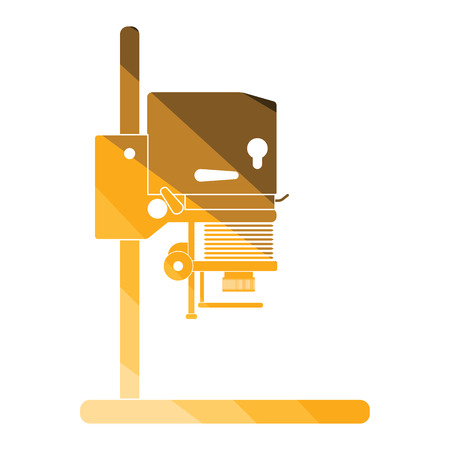 Icon of photo enlarger. Flat color design. Vector illustration.のイラスト素材