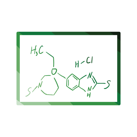 Icon of chemistry formula on classroom blackboard. Flat color design. Vector illustration.のイラスト素材