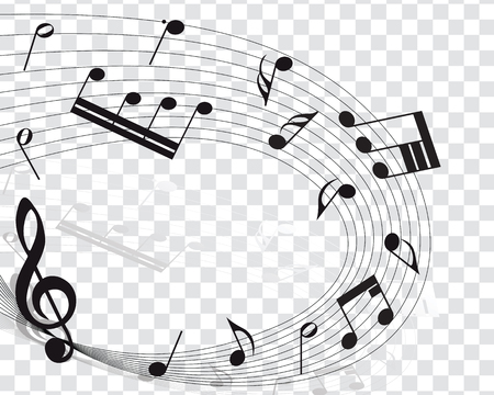 Musical Designs With Elements From Music Staff , Treble Clef And Notes in Black and White. Vector Illustration.のイラスト素材