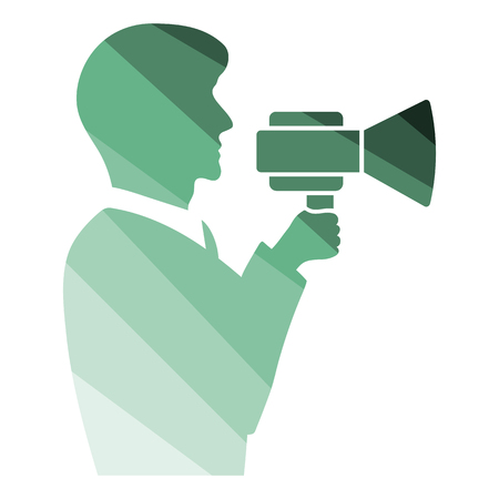 Man with mouthpiece icon. Flat color design. Vector illustration.のイラスト素材