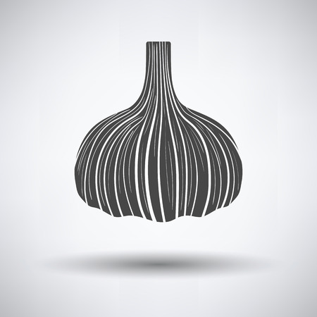 Garlic  icon on gray background, round shadow. Vector illustration.のイラスト素材