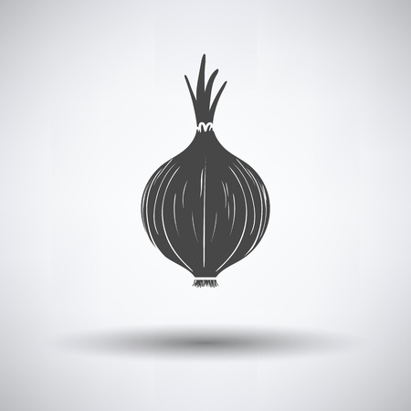 Onion icon on gray background, round shadow. Vector illustration.のイラスト素材