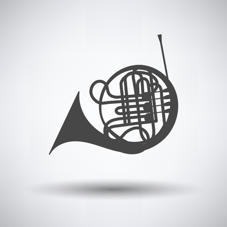 Horn icon on gray background, round shadow. Vector illustration.のイラスト素材