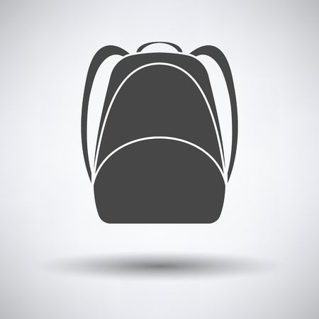 School rucksack  icon on gray background, round shadow. Vector illustration.のイラスト素材