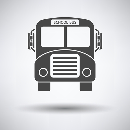 School bus icon on gray background, round shadow. Vector illustration.のイラスト素材