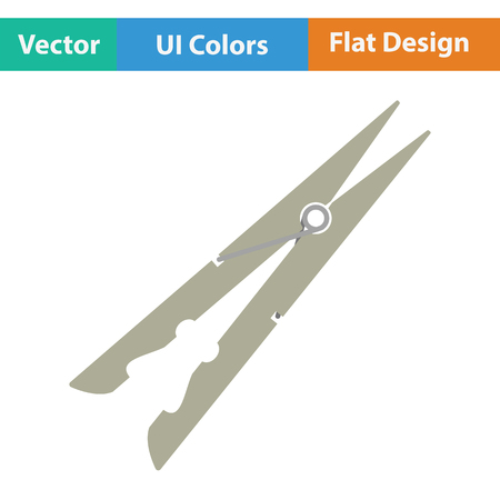 Cloth peg icon. Flat color design. Vector illustration.のイラスト素材