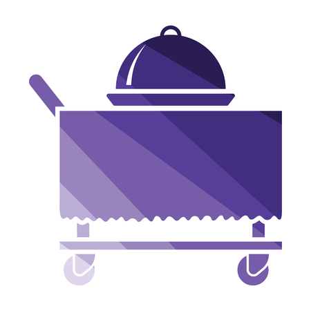 Restaurant  cloche on delivering cart icon. Flat color design. Vector illustration.のイラスト素材