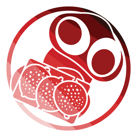 Omlet and sandwich icon. Flat color design. Vector illustration.のイラスト素材