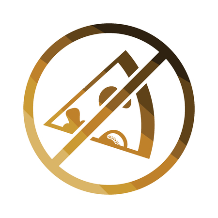 Prohibited pizza icon. Flat color design. Vector illustration.のイラスト素材