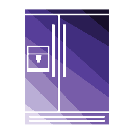 Wide refrigerator icon. Flat color design. Vector illustration.のイラスト素材