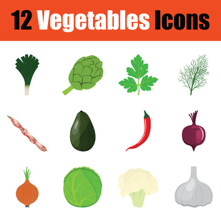 Vegetables icon set. Color  design. Vector illustration.のイラスト素材