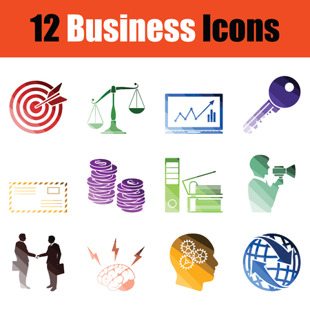 Set of Business icons. Gradient color design. Vector illustration.のイラスト素材